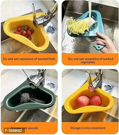 Kitchen Sink- Triangular Multifunctional Drain Shelf Sink Corner Tray (Pack of 1)-thumb0