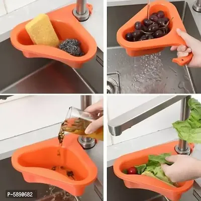 Kitchen Sink- Triangular Multifunctional Drain Shelf Sink Corner Tray (Pack of 1)-thumb2