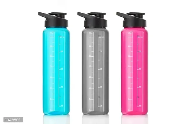 Crystal Clear Water Bottle for Fridge, for Home Office Gym School Boy, Unbreakable 1000 ml Bottle  (Pack of 3, Clear, Plastic)