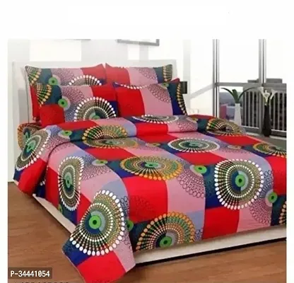 Beautiful Printed Cotton Double Bedsheet With 2 Pillow Covers-thumb0