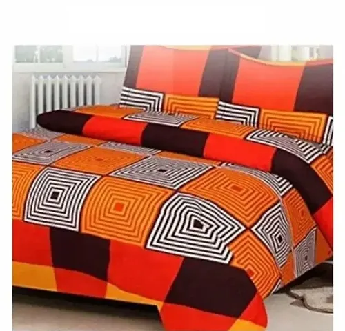 Shopgallery Cotton 144 TC Cotton Double Bedsheet with 2 Pillow Covers