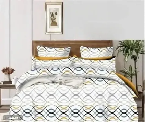 Beautiful Printed Cotton Double Bedsheet With 2 Pillow Covers-thumb0