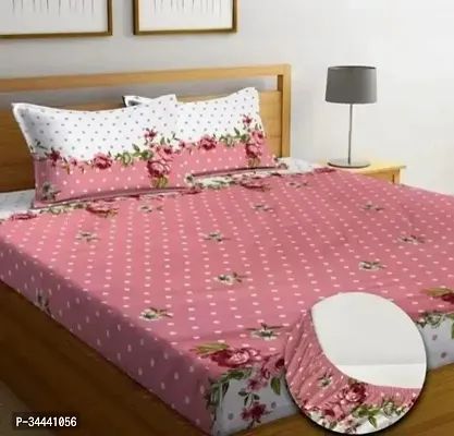 Beautiful Printed Cotton Double Bedsheet With 2 Pillow Covers-thumb0