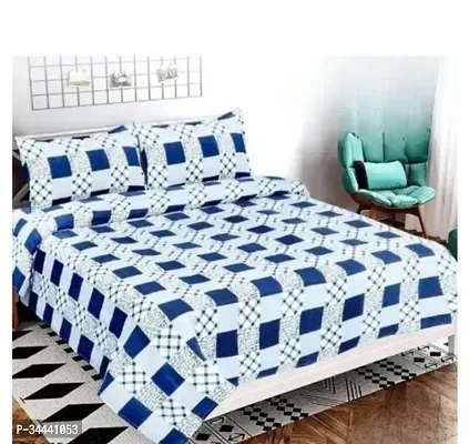 Beautiful Printed Cotton Double Bedsheet With 2 Pillow Covers-thumb0