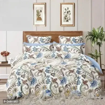 Beautiful Printed Cotton Double Bedsheet With 2 Pillow Covers-thumb0