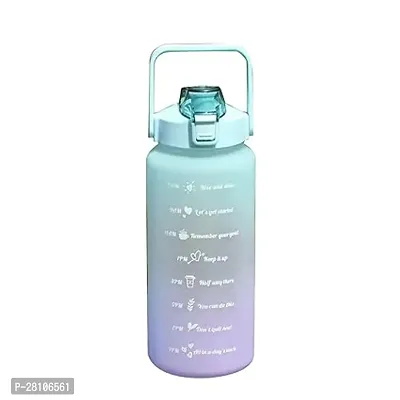 Plastic Water Bottle 2000Ml For Sports Gym With Time Marker Straw-thumb0