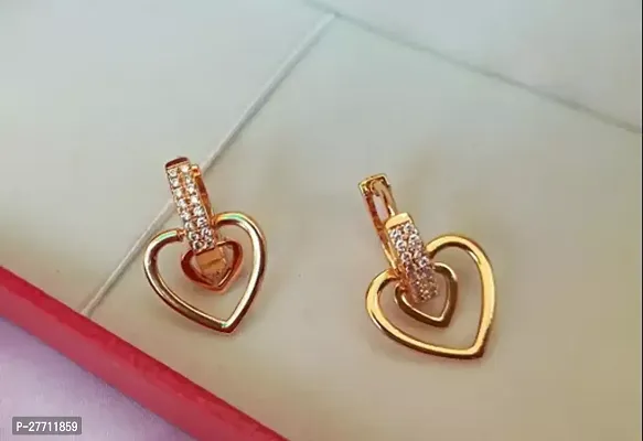 Golden Copper American Diamond Hoop Earrings Earrings For Women