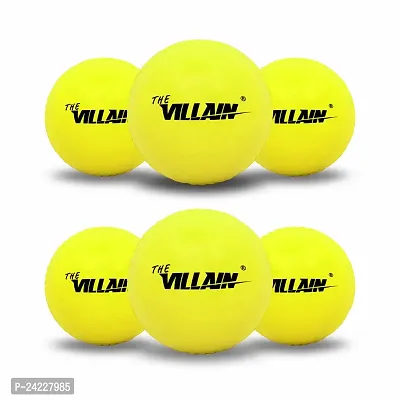THE VILLAIN Wind Tennis Cricket Balls (Pack of 6) (Yellow) | Long-Lasting  Non-Slip Ball for Better Grip  Intense Use-thumb0