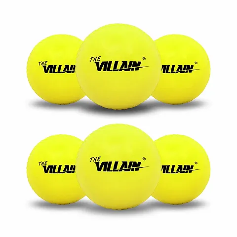 THE VILLAIN Wind Tennis Cricket Balls (Pack of 6) (Yellow) | Long-Lasting  Non-Slip Ball for Better Grip  Intense Use