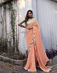 Elegant Georgette Striped Saree With Blouse Piece-thumb2