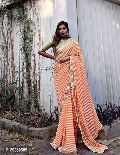 Elegant Georgette Striped Saree With Blouse Piece-thumb3