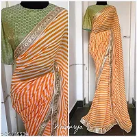 Elegant Georgette Striped Saree With Blouse Piece-thumb1