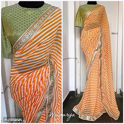 Elegant Georgette Striped Saree With Blouse Piece-thumb2