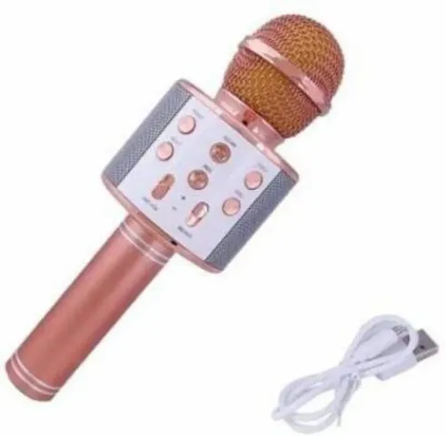 Wireless Microphone HIFI Speaker-WS-858(Rosegold) for Singing,Speaker For Home, Party, Singing Microphone Condensor For Mobile, Laptop Microphone Microphone (Rosegold)