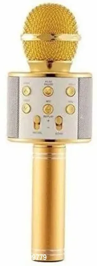 Wireless Microphone HIFI Speaker-WS-858(Gold) for Singing,Speaker For Home, Party, Singing Microphone Condensor For Mobile, Laptop Microphone (Gold)-thumb0