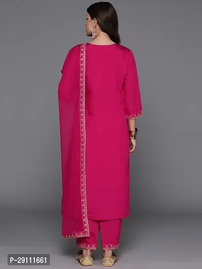 Attractive Pink Embroidered Silk Blend Kurta Pant With Dupatta-thumb2