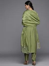 Attractive Green Embroidered Cotton Blend Kurta Pant With Dupatta-thumb1