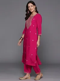 Attractive Pink Embroidered Silk Blend Kurta Pant With Dupatta-thumb2