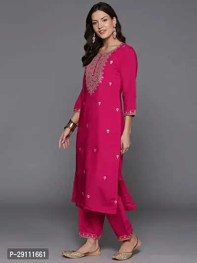 Attractive Pink Embroidered Silk Blend Kurta Pant With Dupatta-thumb3