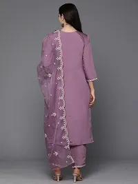 Attractive Magenta Embroidered Silk Blend Kurta Pant With Dupatta-thumb1