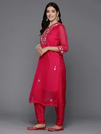 Attractive Red Embroidered Organza Kurta Pant With Dupatta-thumb2