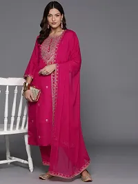 Attractive Pink Embroidered Silk Blend Kurta Pant With Dupatta-thumb3