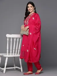 Attractive Red Embroidered Organza Kurta Pant With Dupatta-thumb3