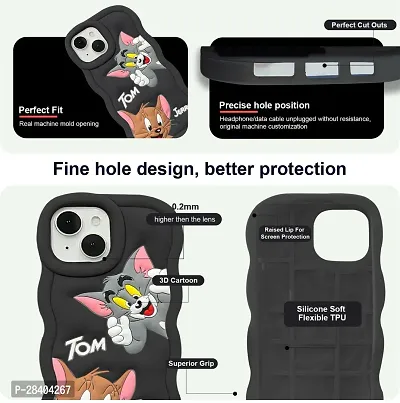 Stylish Black Rubber Back Cover iPhone 14-thumb3