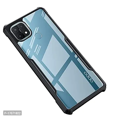 Shockproof Crystal Clear Eagle Back Cover With 360 Protection for Oppo A15 - Black-thumb0