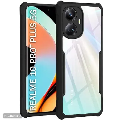 New Shockproof Crystal Clear Eagle Back Cover With 360 Protection For Realme 10 Pro Plus - Black-thumb0