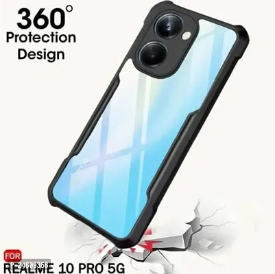 New Shockproof Crystal Clear Eagle Back Cover With 360 Protection For Realme 10 Pro - Black-thumb2