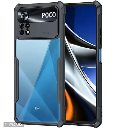 Shockproof Crystal Clear Eagle Back Cover With 360 Protection for POCO X4 Pro - Black-thumb0
