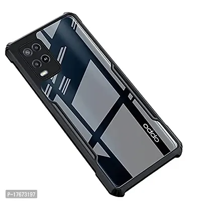 Shockproof Crystal Clear Eagle Back Cover With 360 Protection for Oppo A54 4G - Black-thumb0