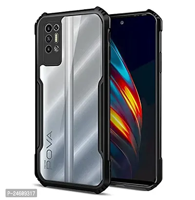 New Shockproof Crystal Clear Eagle Back Cover With 360 Protection For Tecno Pova 3 - Black-thumb0