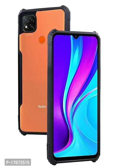 Shockproof Crystal Clear Eagle Back Cover With 360 Protection for Redmi 9|Redmi 9C - Black