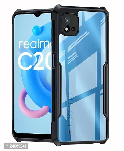 New Shockproof Crystal Clear Eagle Back Cover With 360 Protection For Realme C20 - Black-thumb0