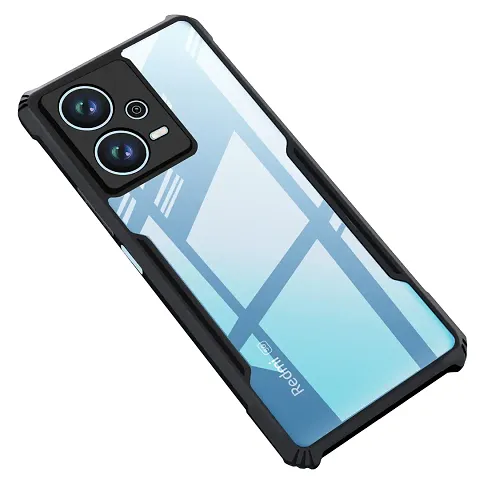 AARERED Back Cover Case for Redmi Note 12 Clear Tough Hybrid, Transparent Black Bumper Border
