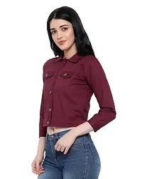 Girls Denim Jacket Maroon-thumb1