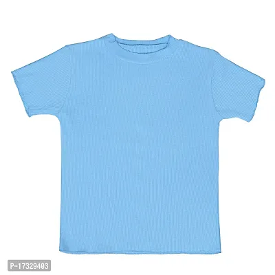 Elegant Blue Cambric Cotton Top For Women