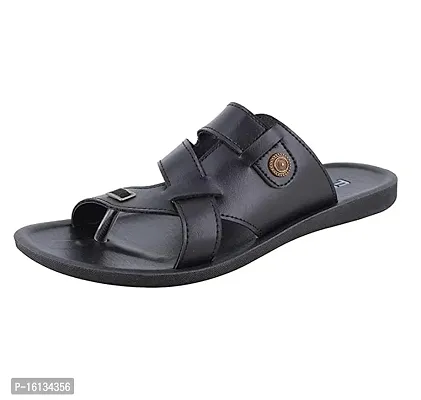 Stylish Black PU  Sliders For Men-thumb0