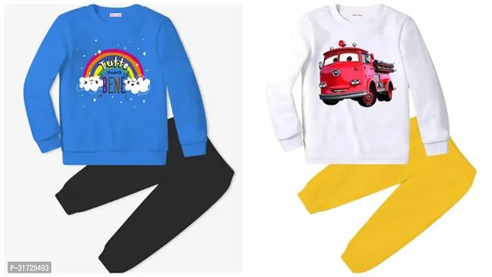 Stylish Multicoloured Cotton T-Shirts With Trousers For Kids Combo Of 2-thumb0