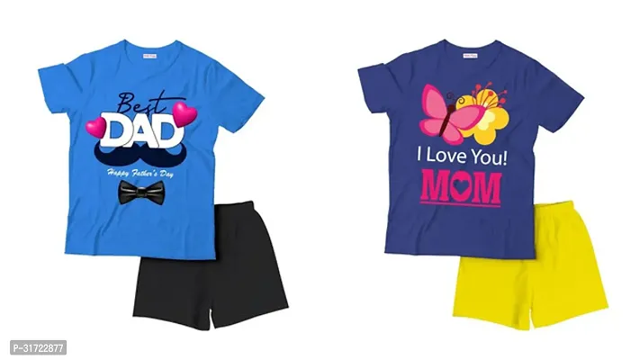 Elegant Cotton Printed T-Shirts with Shorts For Kids- Set Of 2