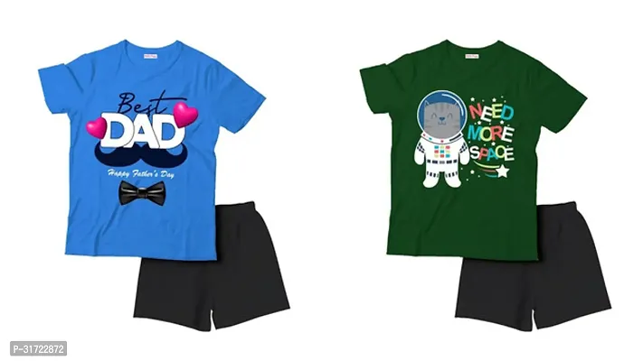 Elegant Cotton Printed T-Shirts with Shorts For Kids- Set Of 2