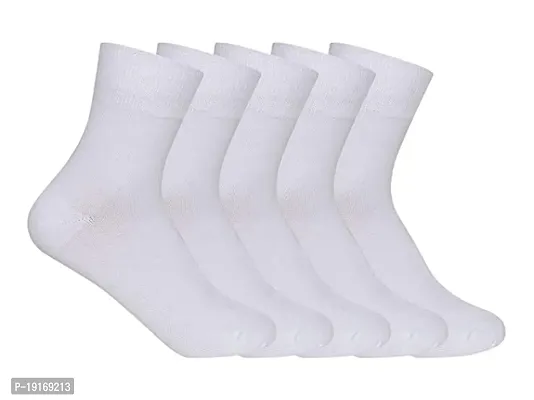 FastFocus Pure Cotton white clour Socks For Unisex Plain School/Casual Mid calf Length [Pack - Pair of 3] Size-4-thumb2