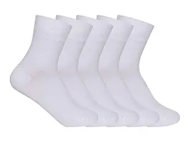 FastFocus Pure Cotton white clour Socks For Unisex Plain School/Casual Mid calf Length [Pack - Pair of 3] Size-5-thumb1