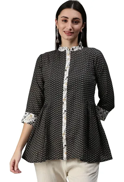 SheWill Blend Geometric Print Fit Flare Tunic