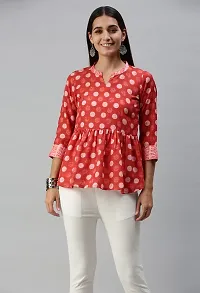 SheWill Cotton Blend Polka Dot Print Fit  Flare Tunic-thumb4