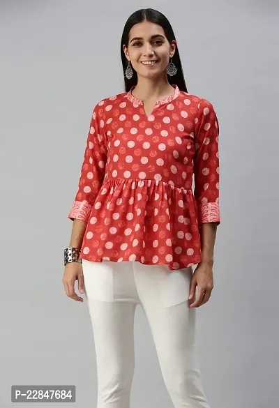 SheWill Cotton Blend Polka Dot Print Fit  Flare Tunic-thumb5