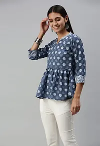 SheWill Cotton Blend Polka Dot Print Fit  Flare Tunic-thumb3