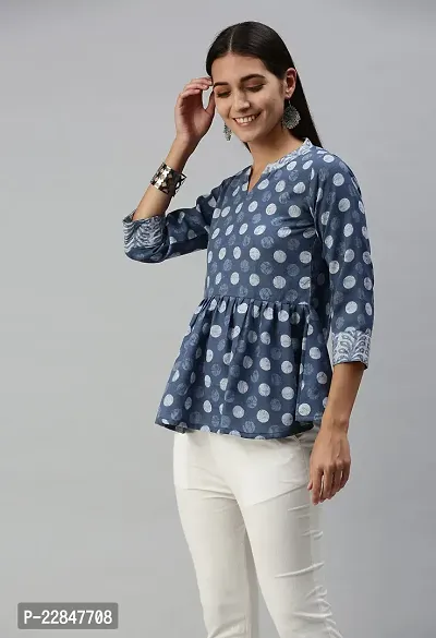 SheWill Cotton Blend Polka Dot Print Fit  Flare Tunic-thumb4